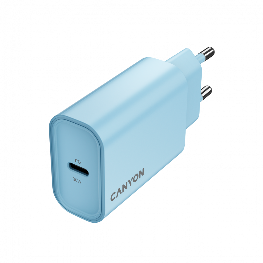 CANYON Ładowarka sieciowa OnCharge 30CL 30W 1xPD EU Niebieska