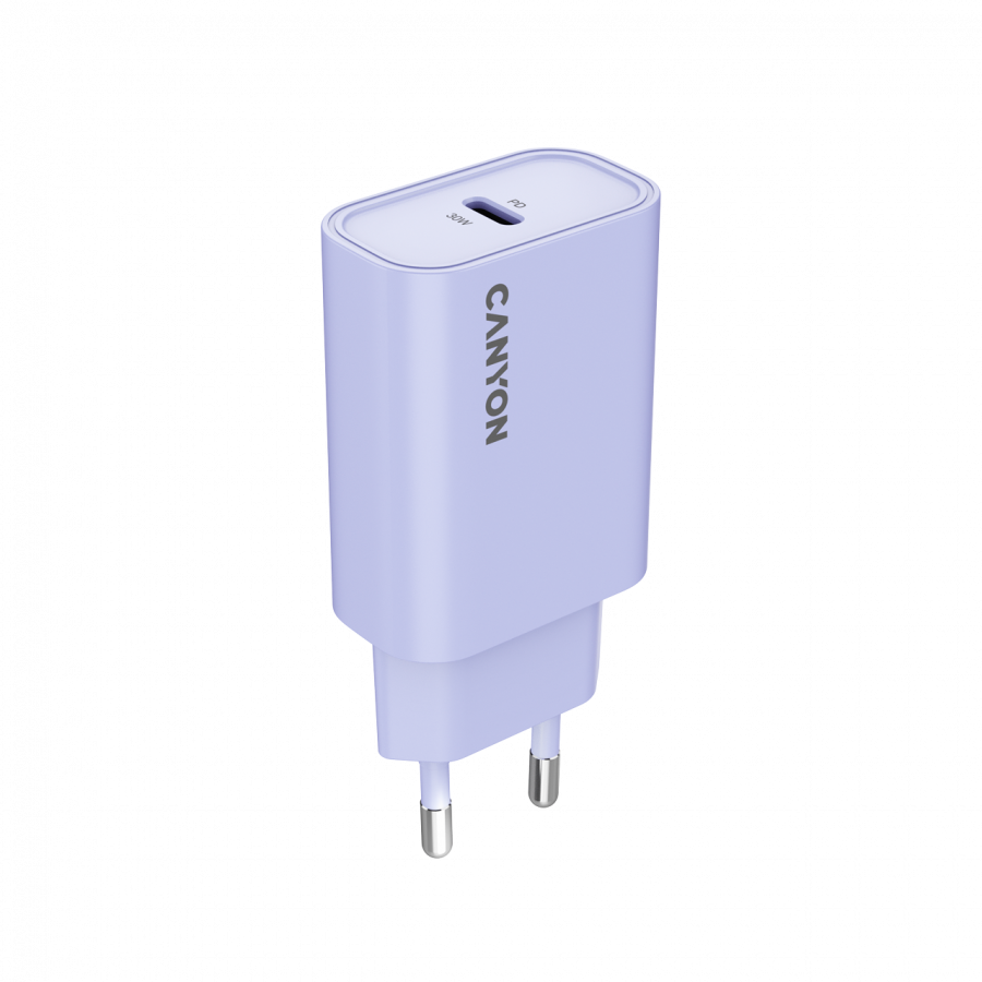 CANYON Ładowarka sieciowa OnCharge 30CL 30W 1xPD EU Fioletowa