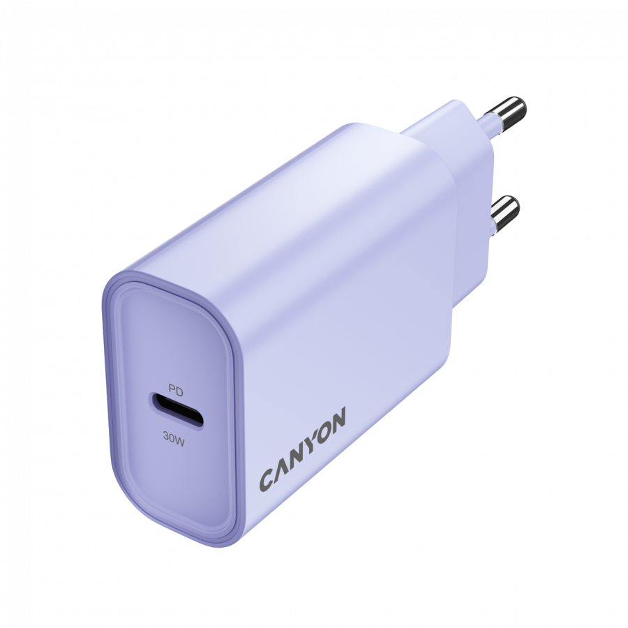 CANYON Ładowarka sieciowa OnCharge 30CL 30W 1xPD EU Fioletowa
