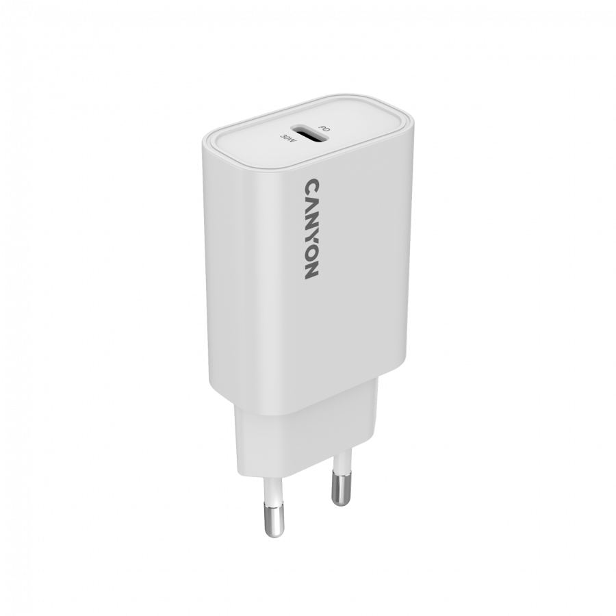 CANYON Ładowarka sieciowa OnCharge 30CL 30W 1xPD UK Biała