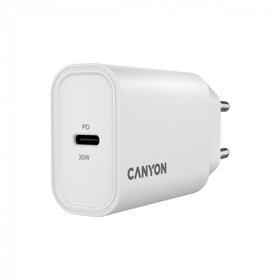 CANYON Ładowarka sieciowa OnCharge 30CL 30W 1xPD UK Biała