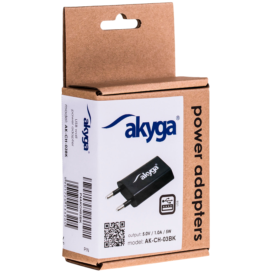 AKYGA Ładowarka sieciowa Akyga AK-CH-03BK 5W USB-A 5V / 1A czarna