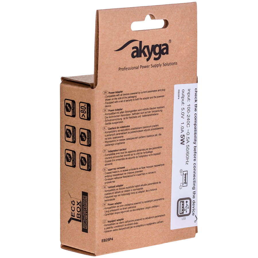 AKYGA Ładowarka sieciowa Akyga AK-CH-03BK 5W USB-A 5V / 1A czarna