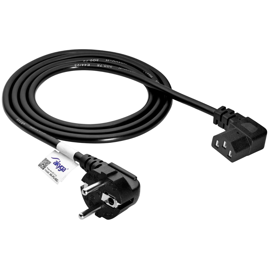 AKYGA Kabel zasilający kątowy Akyga AK-PC-02C CU 3x0.75mm² CEE 7/7 / IEC C13 1.5m