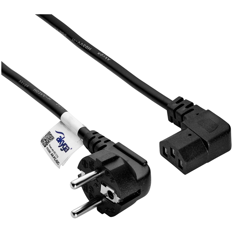 AKYGA Kabel zasilający kątowy Akyga AK-PC-02C CU 3x0.75mm² CEE 7/7 / IEC C13 1.5m