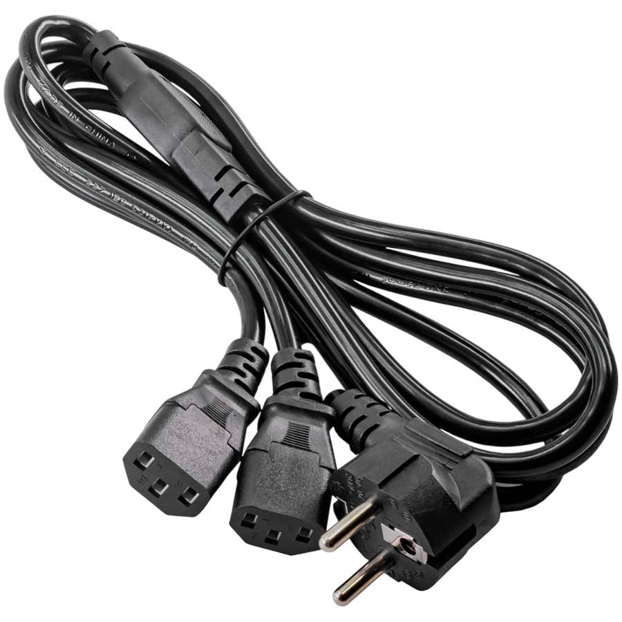 AKYGA Kabel zasilający Y rozdzielacz Akyga AK-PC-04A CCA 3x0.5mm² CEE 7/7 / 2x IEC C13 1.8 m