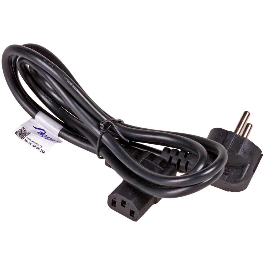 AKYGA Kabel zasilający kątowy Akyga AK-PC-12A CCA 3x0.75mm² CEE 7/7 / IEC C13 3 m-1