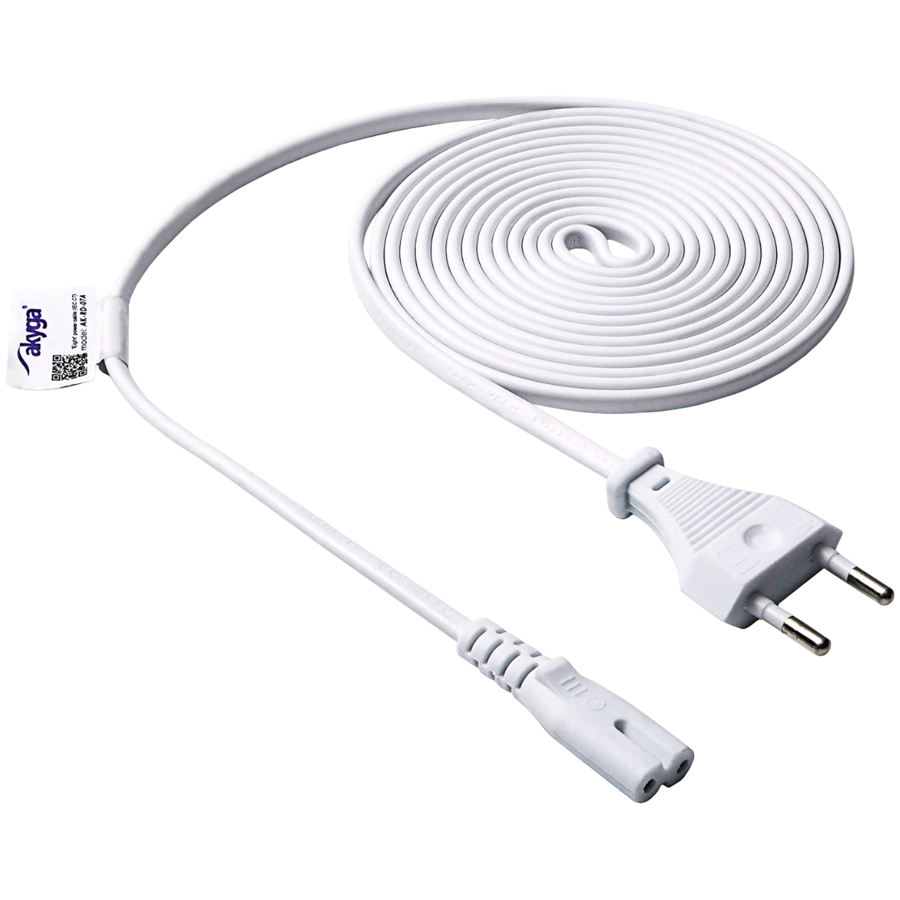 AKYGA Kabel zasilający ósemka Akyga AK-RD-07A CCA 2x0.5mm² CEE 7/16 / IEC C7 3 m biały