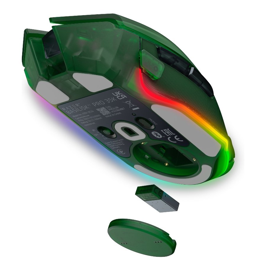 Razer Basilisk V3 Pro 35K Phantom Green Edition, Gaming mouse, Ergonomic Wireless Gaming Mouse, Charging Cable USB Type C, 30000DPI, Optical Mouse Switches Gen-3, 63 g, Focus Pro 30K Optical Sensor