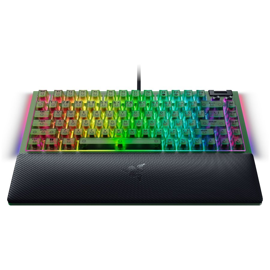 Razer BlackWidow V4 75% Phantom Green Edition, US Layout, Razer Chroma RGB, Hot-swappable Design, Detachable Type C Cable, PCB & Case sound dampening foam, Up to 8,000 Hz polling rate, Doubleshot ABS Keycaps, Magnetic Plush Leatherette-7