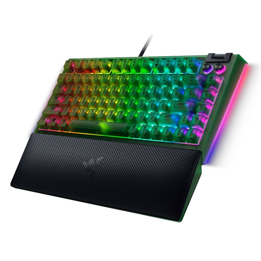 Razer BlackWidow V4 75% Phantom Green Edition, US Layout, Razer Chroma RGB, Hot-swappable Design, Detachable Type C Cable, PCB & Case sound dampening foam, Up to 8,000 Hz polling rate, Doubleshot ABS Keycaps, Magnetic Plush Leatherette-3