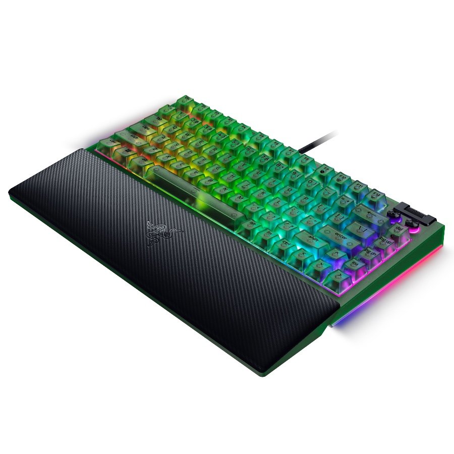 Razer BlackWidow V4 75% Phantom Green Edition, US Layout, Razer Chroma RGB, Hot-swappable Design, Detachable Type C Cable, PCB & Case sound dampening foam, Up to 8,000 Hz polling rate, Doubleshot ABS Keycaps, Magnetic Plush Leatherette-4