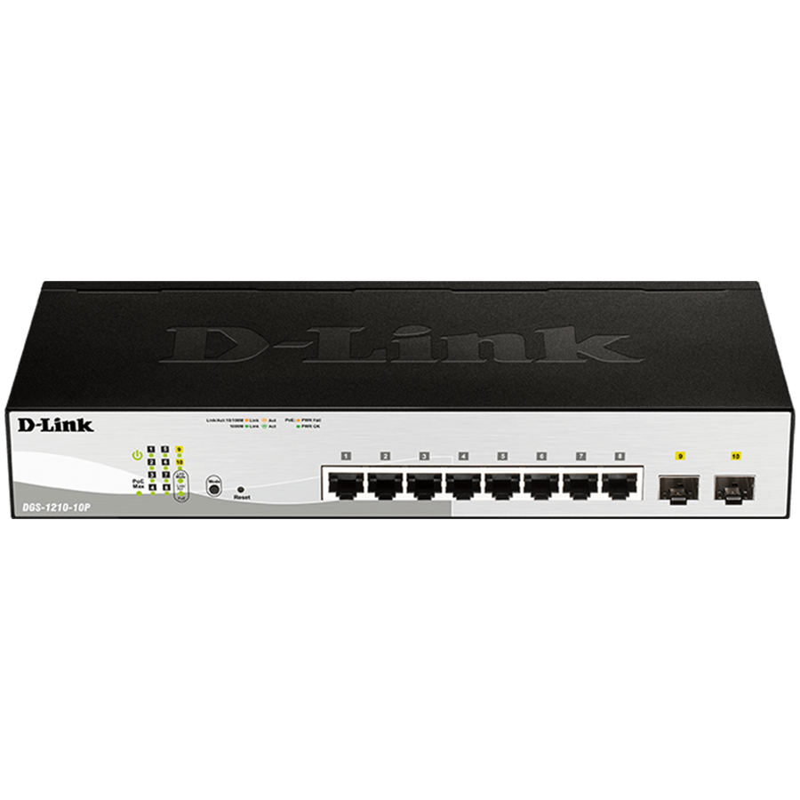 D-LINK 10-port 10/100/1000 Gigabit PoE Smart Switch including 2 Combo 1000BaseT/SFP