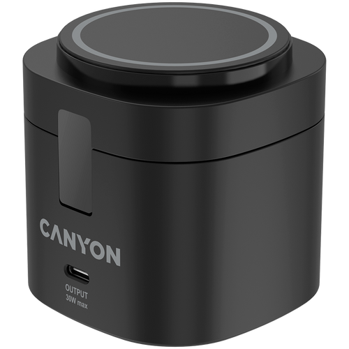 CANYON Stacja ładująca 4w1 bezprzew. 30W z kablem 1m czarna