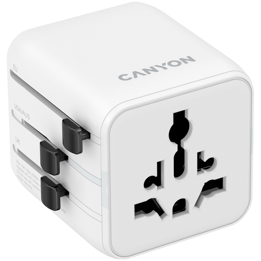 CANYON Adapter Podróżny OnTour One EU/UK/US/AUS Biały