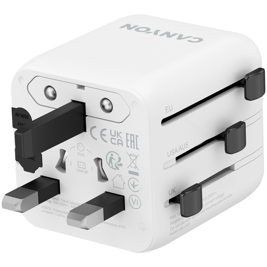 CANYON Adapter Podróżny OnTour One EU/UK/US/AUS Biały