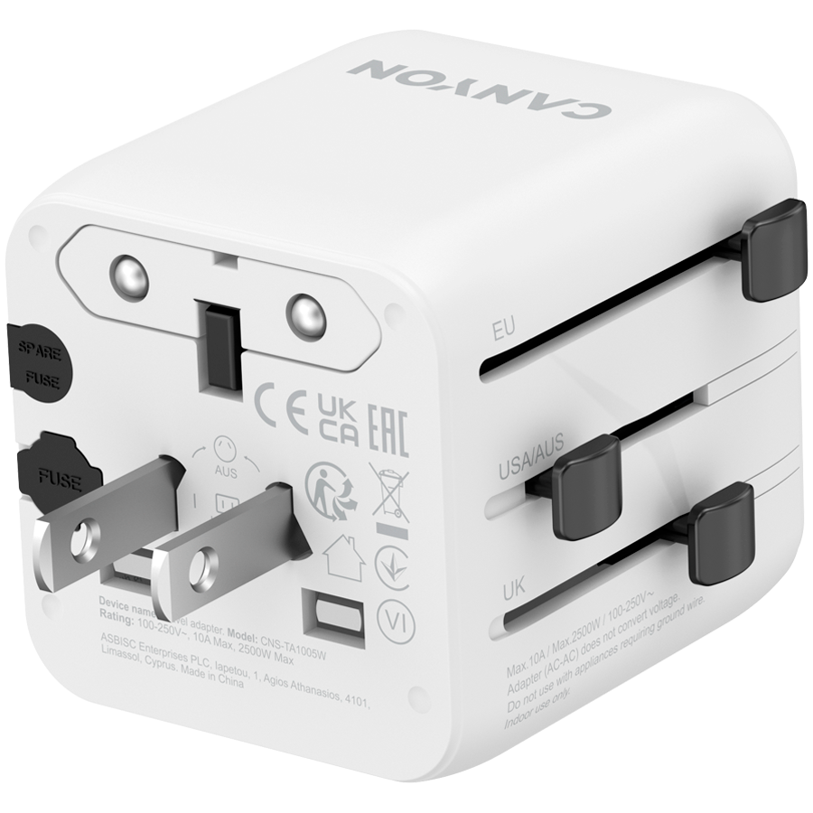 CANYON Adapter Podróżny OnTour One EU/UK/US/AUS Biały