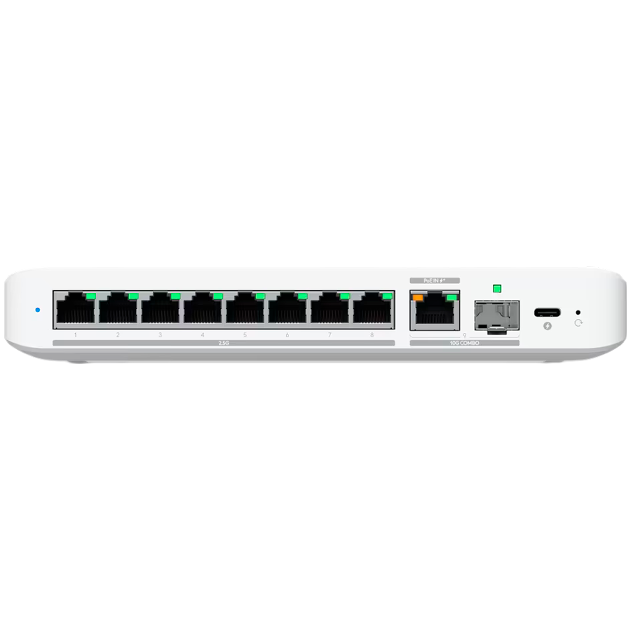 UBIQUITI UniFi Switch Flex, 8 port, (8) 2.5 GbE, (1) 10 GbE PoE+ SFP+ port combo