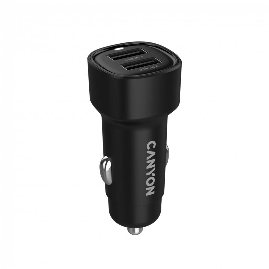 CANYON Ładowarka samochodowa OnDrive 24 24W 2xUSB-A czarna-3