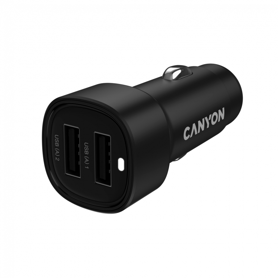 CANYON Ładowarka samochodowa OnDrive 24 24W 2xUSB-A czarna-1