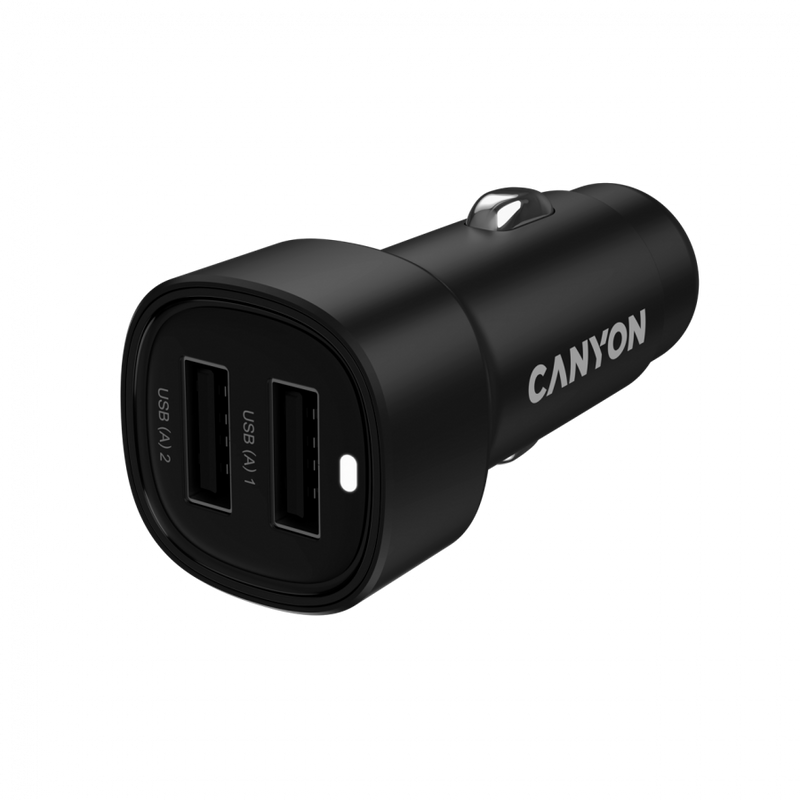 CANYON Ładowarka samochodowa OnDrive 24 24W 2xUSB-A czarna-1