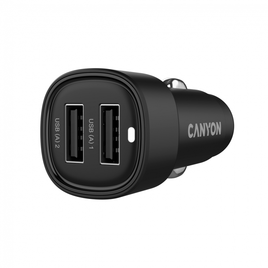 CANYON Ładowarka samochodowa OnDrive 24 24W 2xUSB-A czarna-2
