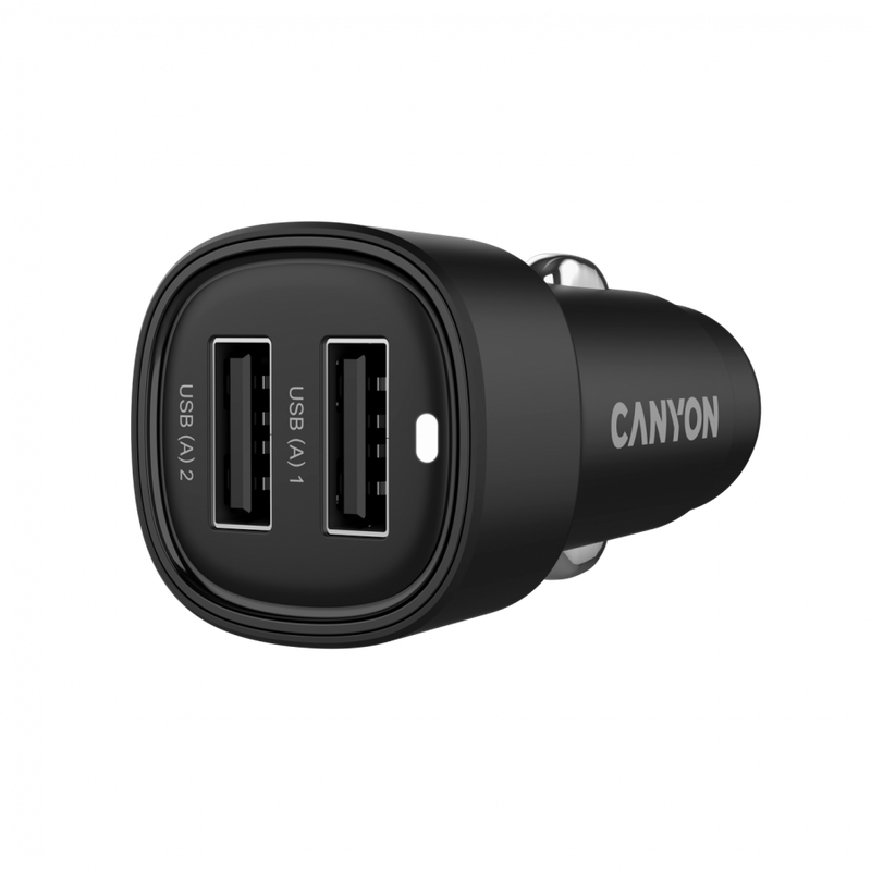 CANYON Ładowarka samochodowa OnDrive 24 24W 2xUSB-A czarna-2
