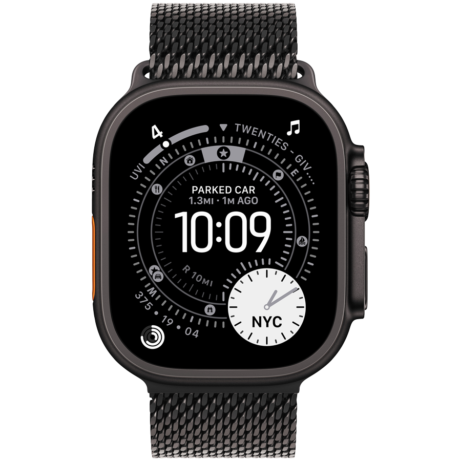Apple Watch Ultra 3 GPS + Cellular 49mm Black Titanium Case with Black Titanium Milanese Loop - Medium,Model A3281