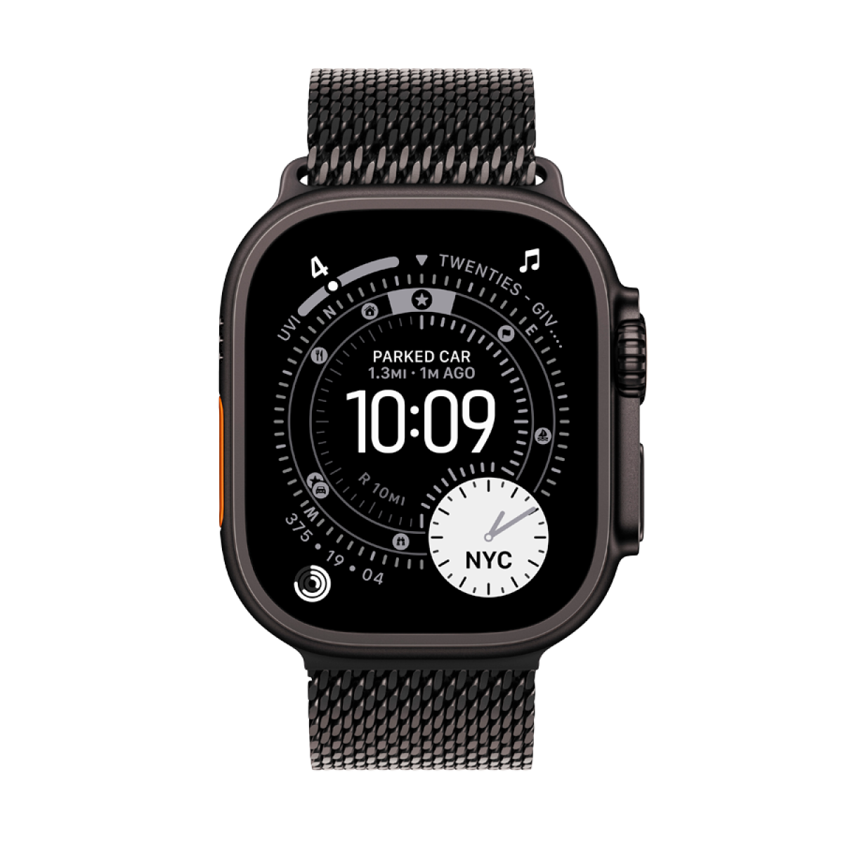Apple Watch Ultra 3 GPS + Cellular 49mm Black Titanium Case with Black Titanium Milanese Loop - Medium,Model A3281