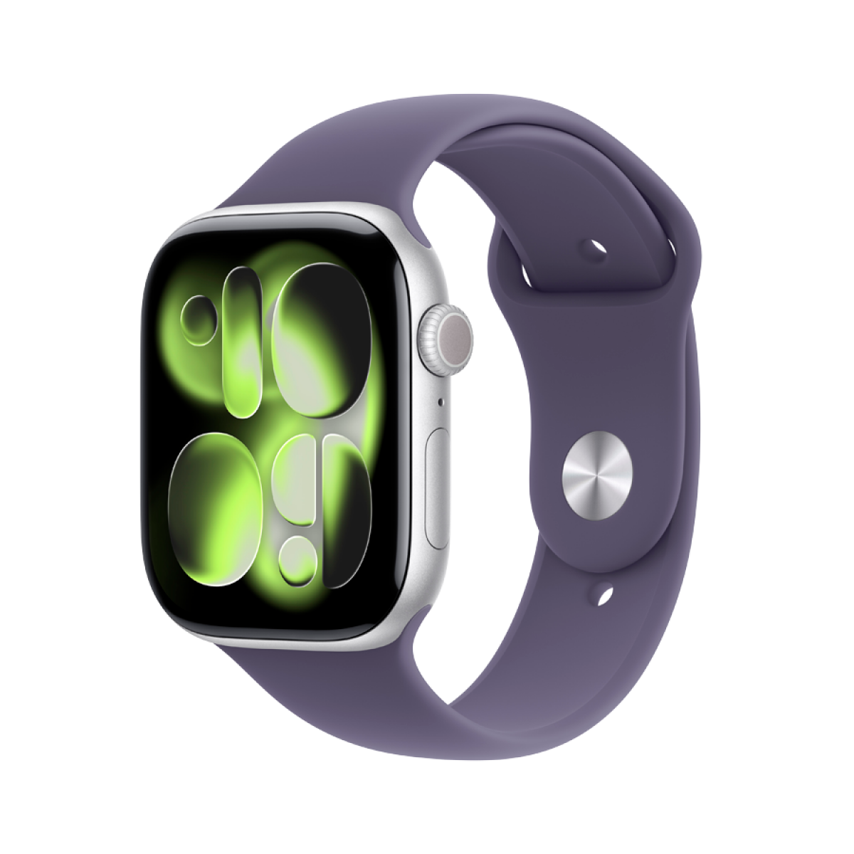 Apple Watch Series 11 GPS 46mm Silver Aluminium Case with Purple Fog Sport Band - S/M,Model A3333