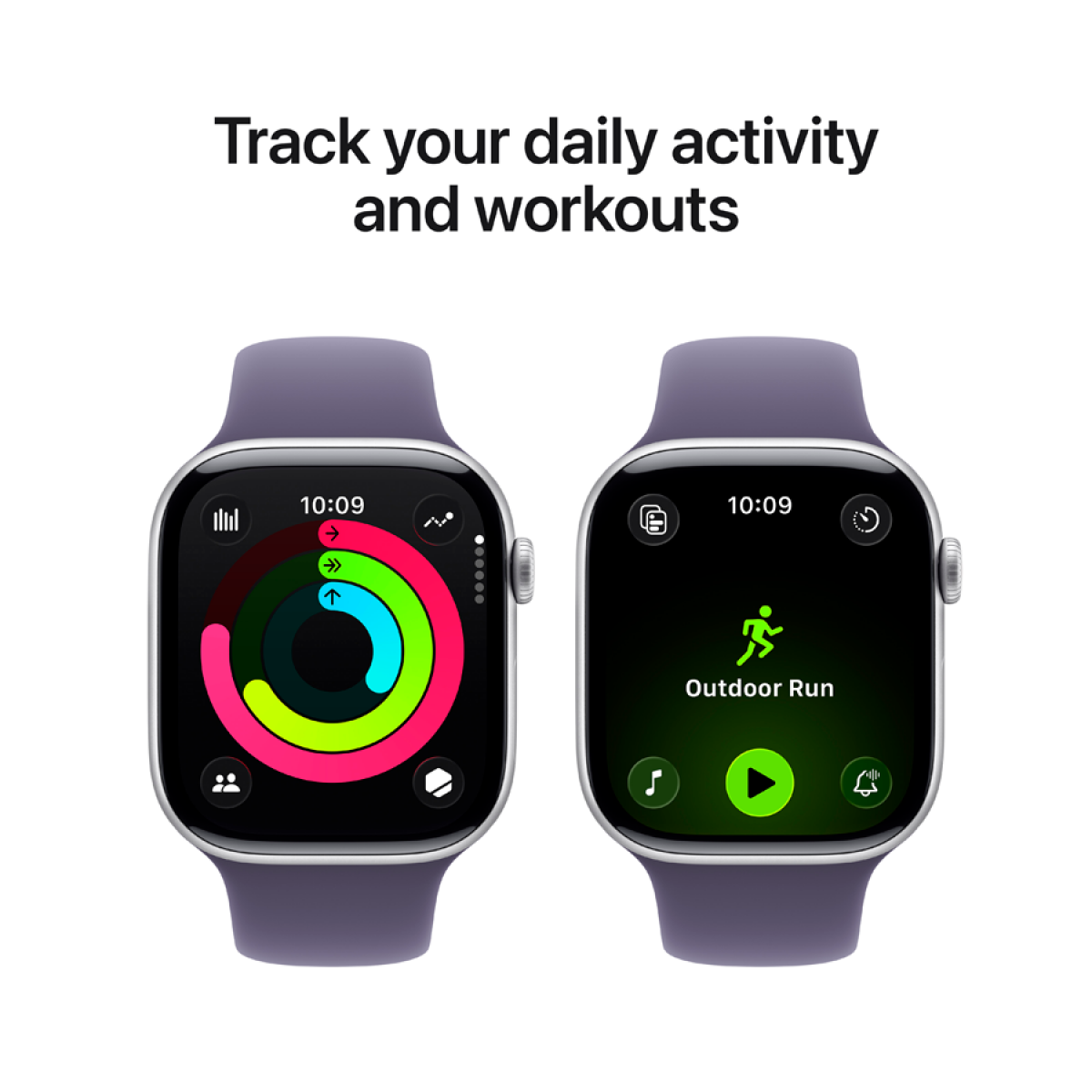 Apple Watch Series 11 GPS 46mm Silver Aluminium Case with Purple Fog Sport Band - M/L,Model A3333