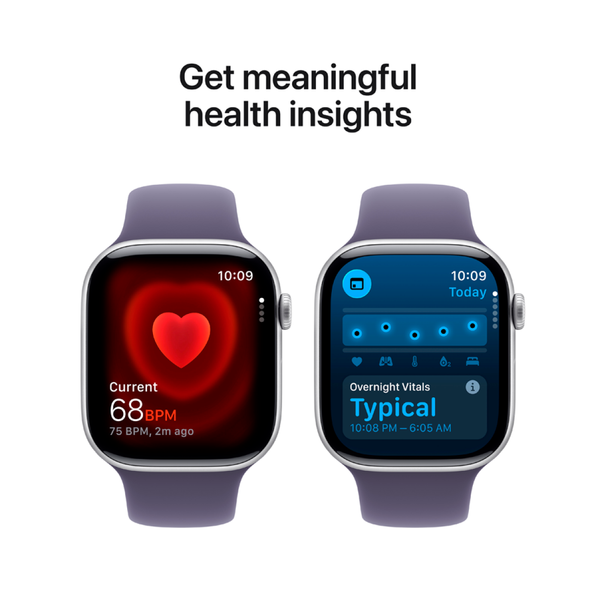 Apple Watch Series 11 GPS 46mm Silver Aluminium Case with Purple Fog Sport Band - M/L,Model A3333