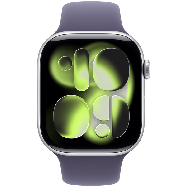 Apple Watch Series 11 GPS 46mm Silver Aluminium Case with Purple Fog Sport Band - M/L,Model A3333