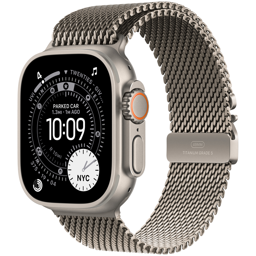 Apple Watch Ultra 3 GPS + Cellular 49mm Natural Titanium Case with Natural Titanium Milanese Loop - Small,Model A3281