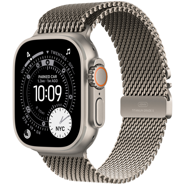Apple Watch Ultra 3 GPS + Cellular 49mm Natural Titanium Case with Natural Titanium Milanese Loop - Small,Model A3281