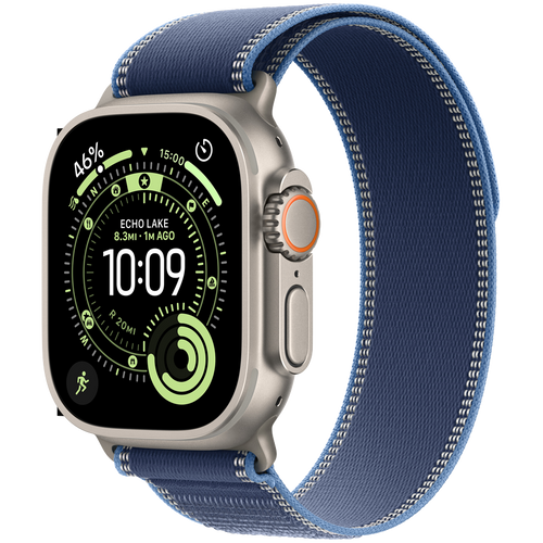 Apple Watch Ultra 3 GPS + Cellular 49mm Natural Titanium Case with Blue/Bright Blue Trail Loop - S/M,Model A3281