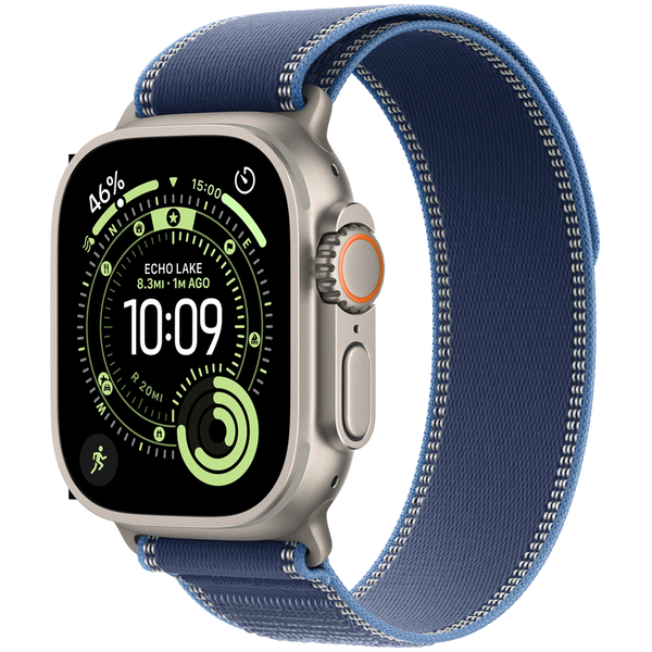 Apple Watch Ultra 3 GPS + Cellular 49mm Natural Titanium Case with Blue/Bright Blue Trail Loop - S/M,Model A3281