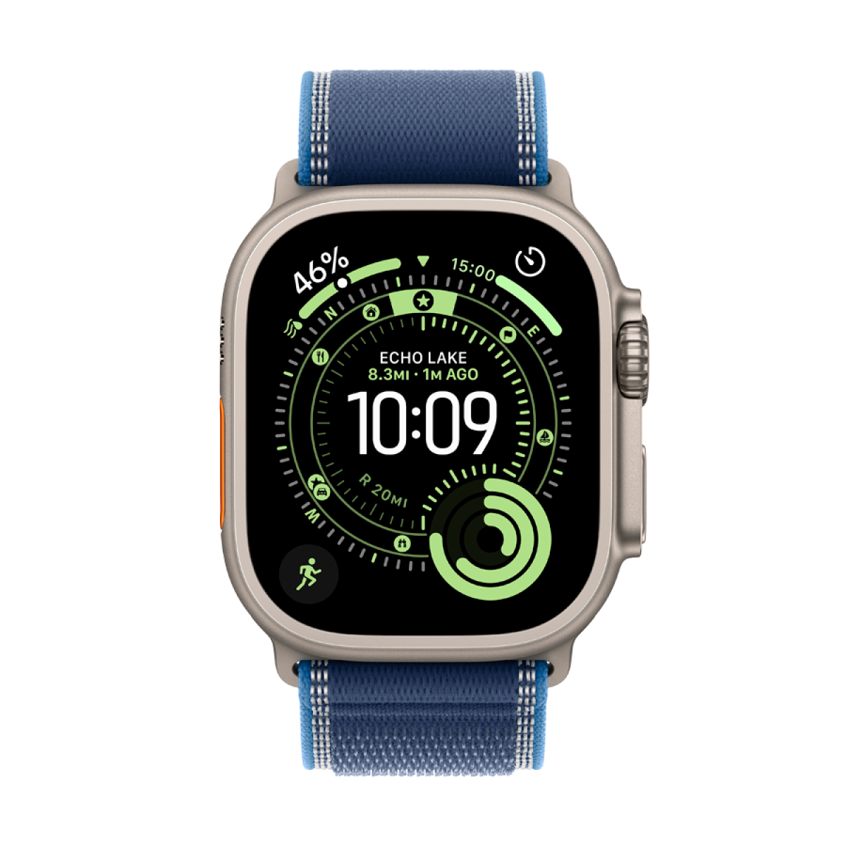 Apple Watch Ultra 3 GPS + Cellular 49mm Natural Titanium Case with Blue/Bright Blue Trail Loop - S/M,Model A3281