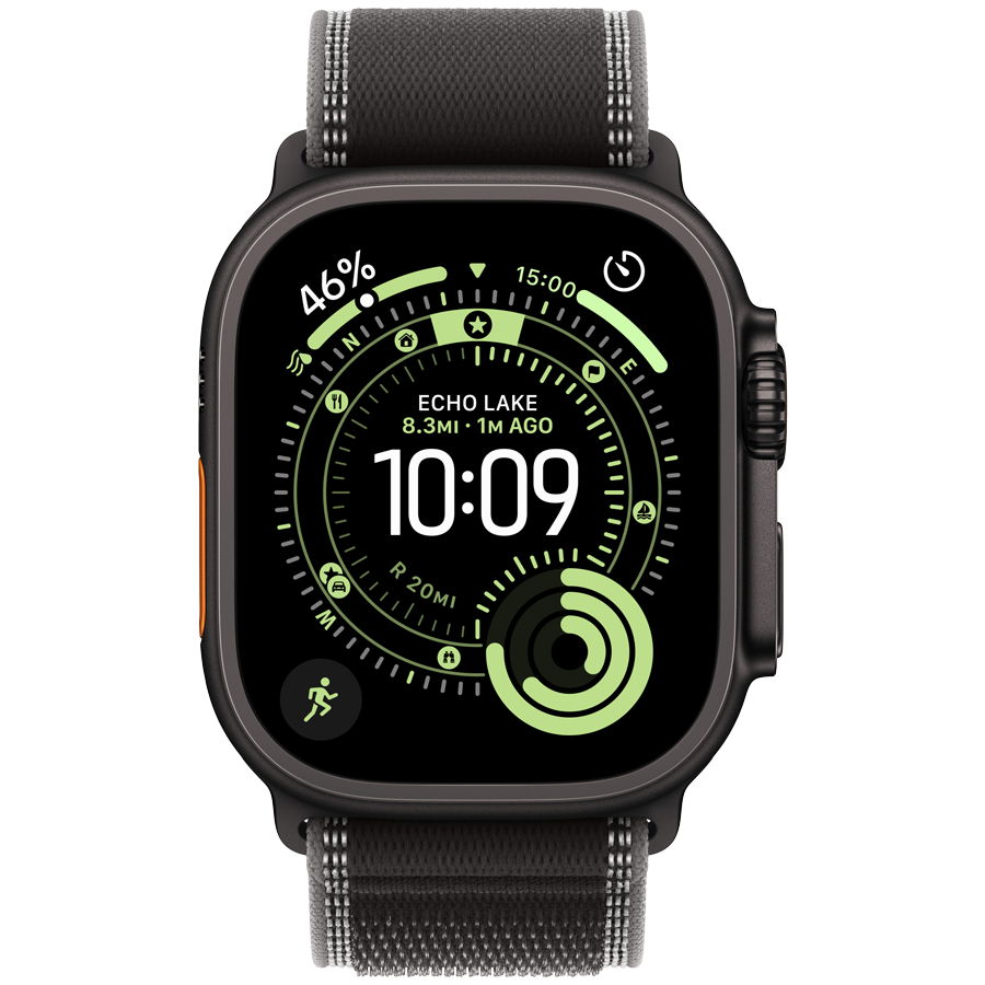 Apple Watch Ultra 3 GPS + Cellular 49mm Black Titanium Case with Black/Charcoal Trail Loop - M/L,Model A3281