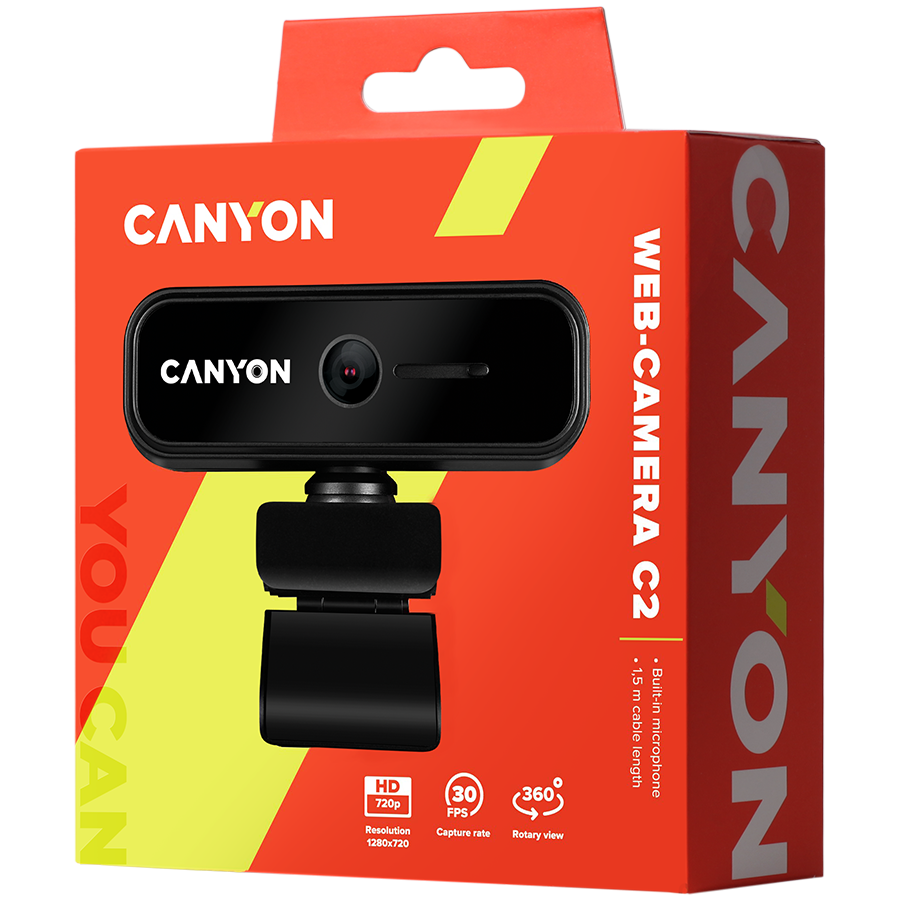 CANYON Kamera internetowa C2 HD 720p Czarna