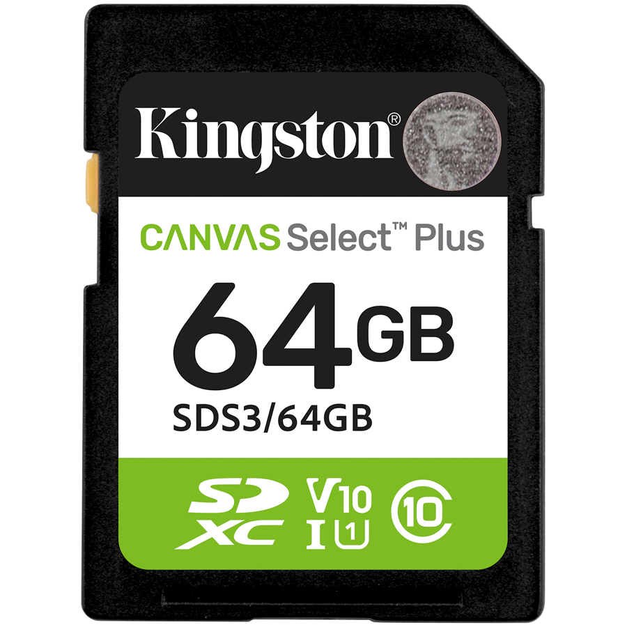 Kingston 64GB SDXC Canvas Select Plus Gen3 100MB/s C10 UHS-I U1 V10-1