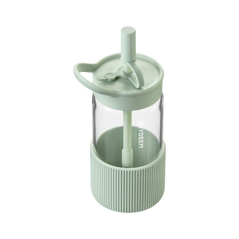 BUYDEEM Portable Glass Straw Bottle 550ml, model DG425, color Cozy Greenish-1
