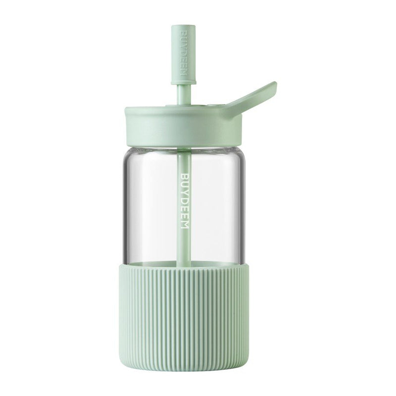 BUYDEEM Portable Glass Straw Bottle 550ml, model DG425, color Cozy Greenish-3