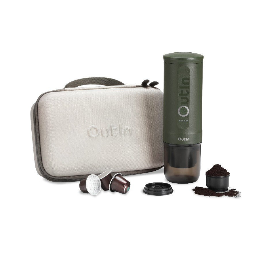 Outin Nano Travel Kit, Espresso Machine Bundle with Nano Protective Case, model OTEM-01, color Forest Green-1