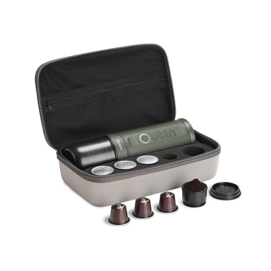 Outin Nano Travel Kit, Espresso Machine Bundle with Nano Protective Case, model OTEM-01, color Forest Green-2