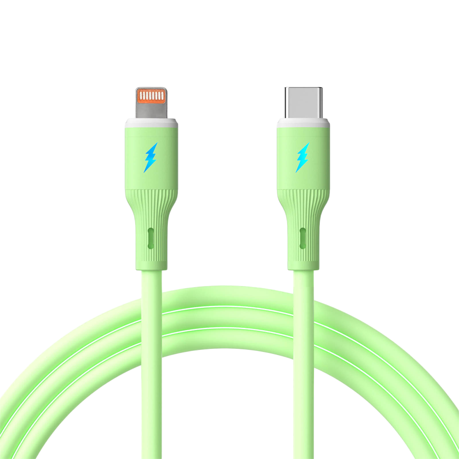 AKYGA Kabel USB Akyga AK-USB-73 USB type C (m) / Lightning (m) ver. 2.0 30W 1m zielony silikonowy