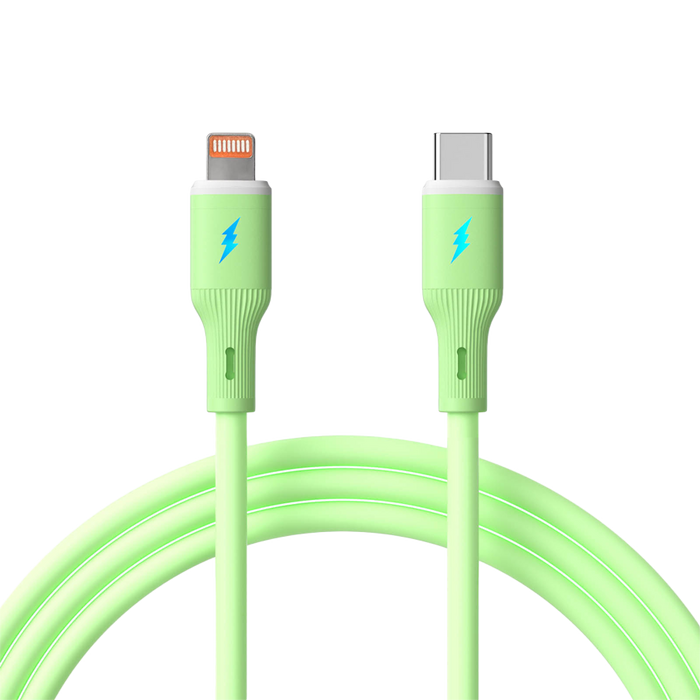 AKYGA Kabel USB Akyga AK-USB-73 USB type C (m) / Lightning (m) ver. 2.0 30W 1m zielony silikonowy