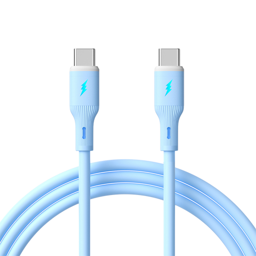 AKYGA Kabel USB Akyga AK-USB-68 USB type C (m) / USB type C (m) ver. 2.0 60W 1m niebieski silikonowy