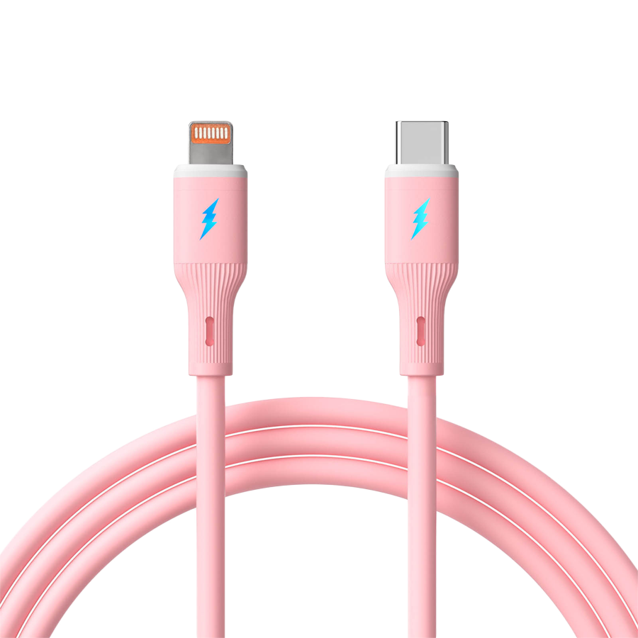 AKYGA Kabel USB Akyga AK-USB-71 USB type C (m) / Lightning (m) ver. 2.0 30W 1m różowy silikonowy-1