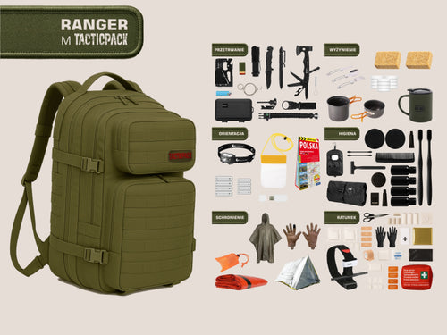 TACTICPACK M RANGER (PLECAK BEZPIECZEŃSTWA)  Plecak ewakuacyjny z wyposażeniem kolor oliwkowy